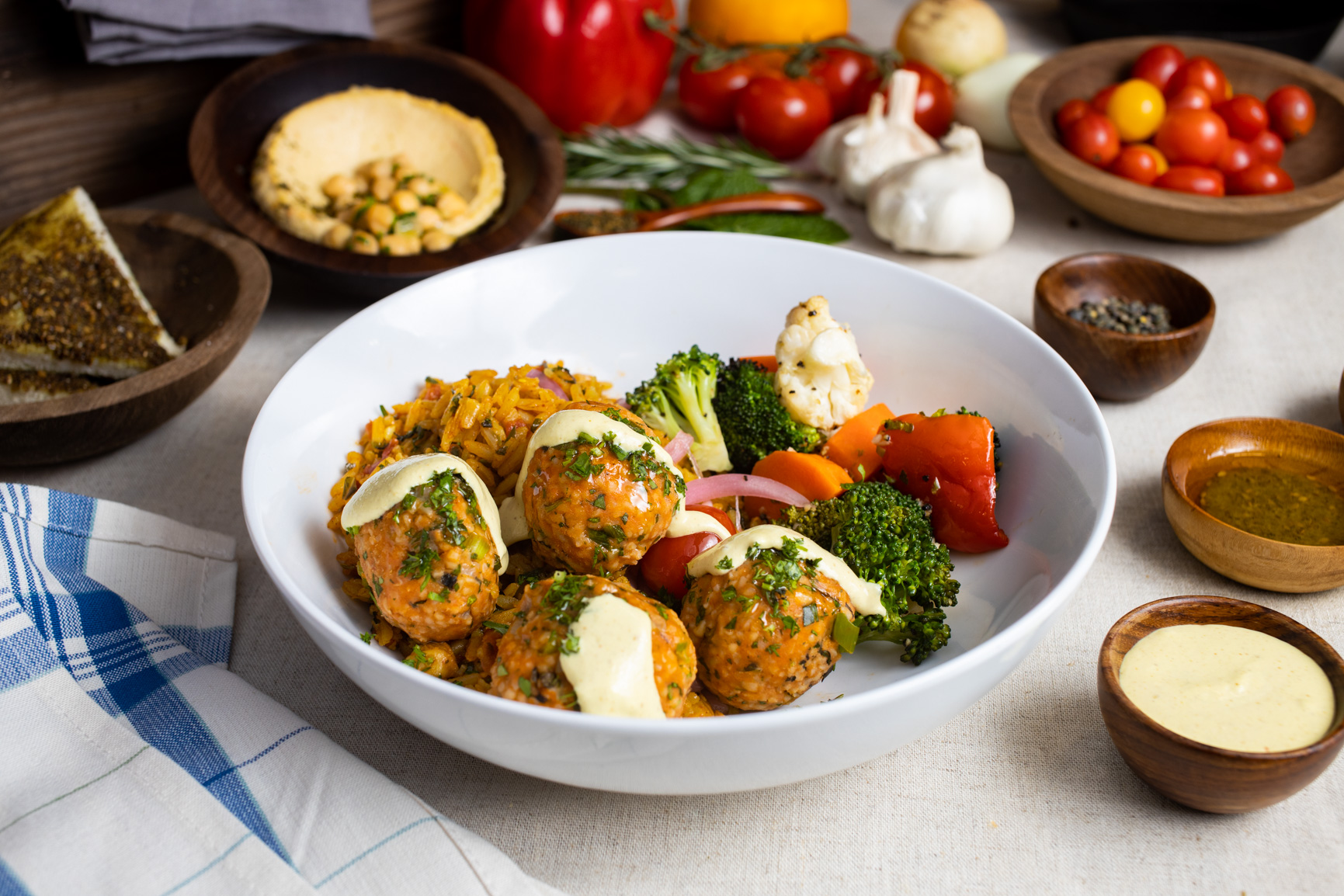 Lentil Balls Rice Bowl