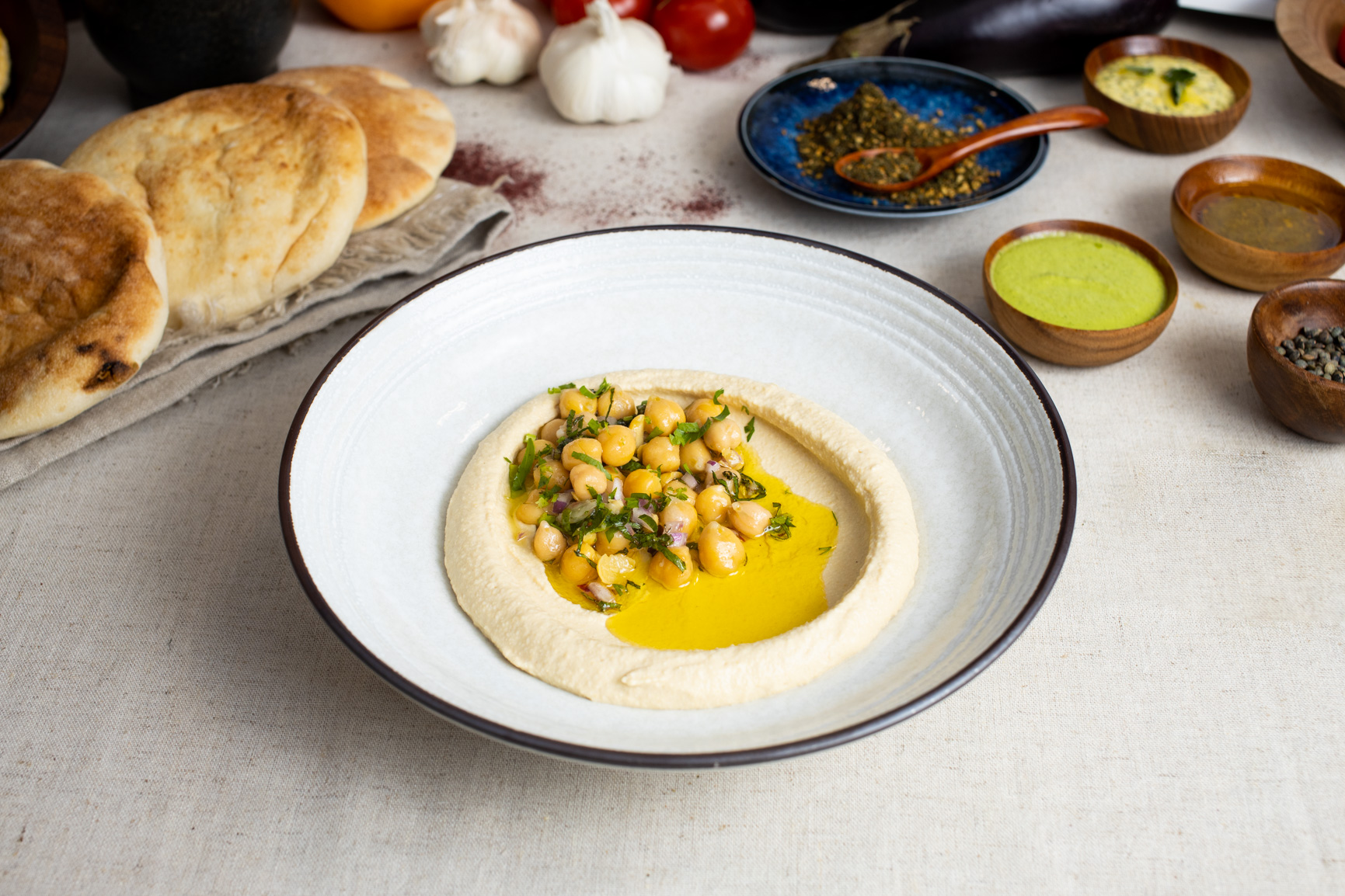 Hummus with Chickpea and Fresh Herbs Mix