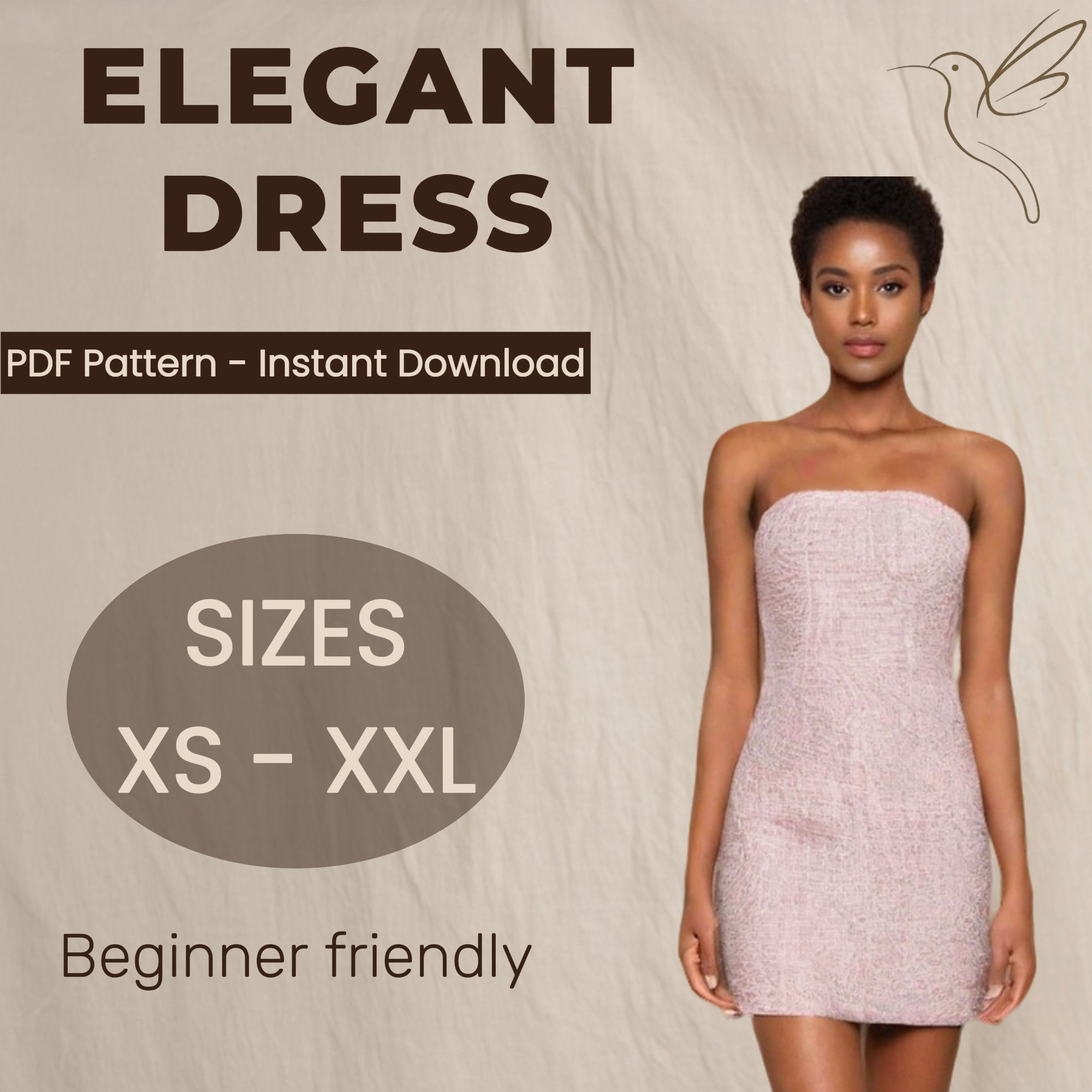 Patrón de vestido 'Estilo Chanel' - Tallas XS a XL