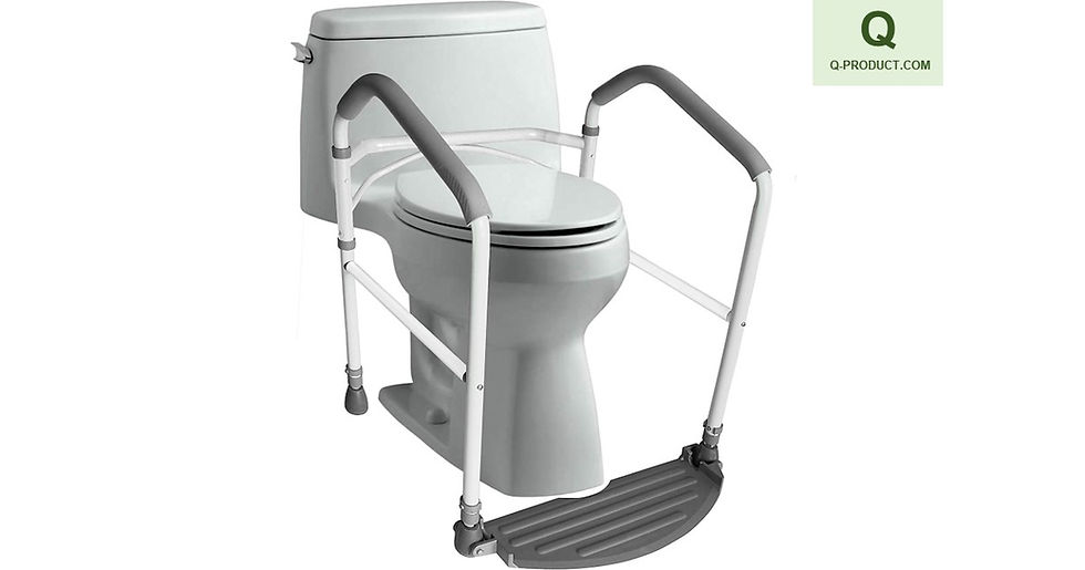 RMS Toilet Safety Frame & Rail - Folding & Portable Bathroom Toilet Safety Rails - Handrail Toilet Bars with Adjustable Height (White)