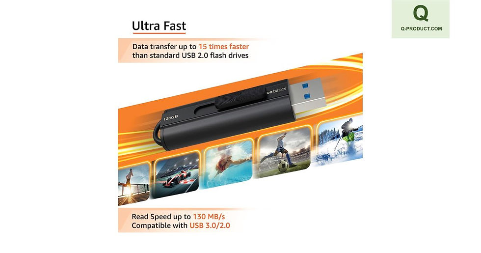 Amazon Basics 128GB Ultra Fast USB 3.1 Flash Drive, Black