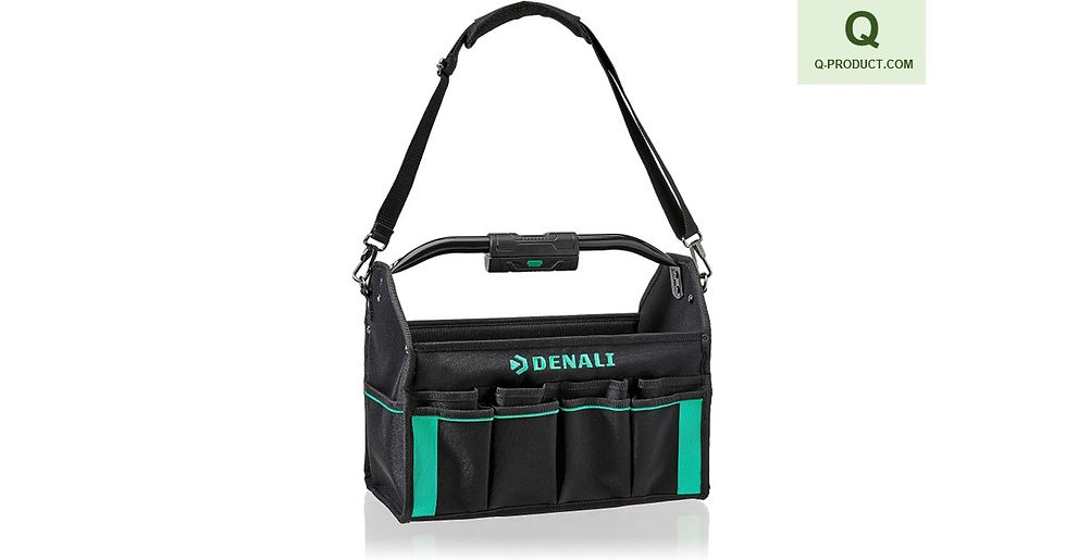 Amazon Brand - Denali Lighted Tool Bag with Carry Handle, 30 Pockets, Tool Tote, Black