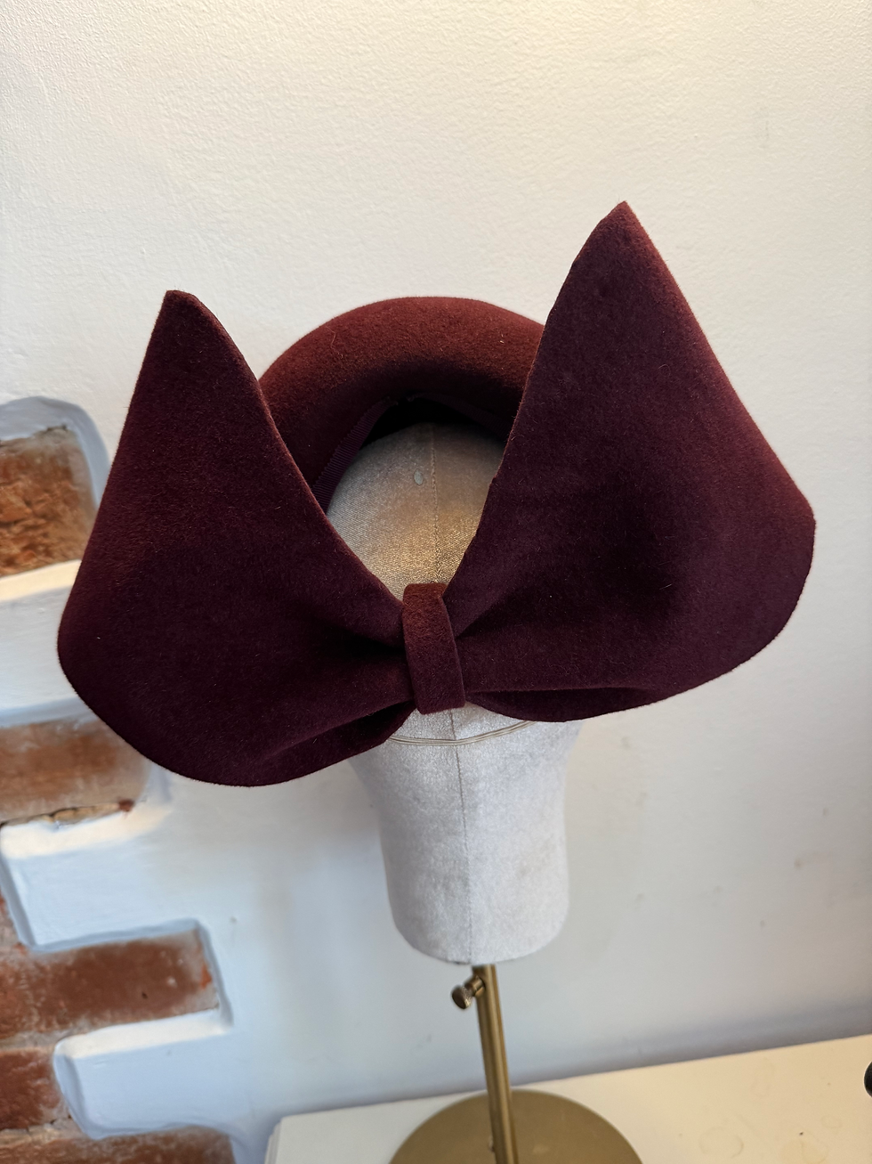 Thumbnail: Burgundy peach bloom fur halo with bow 