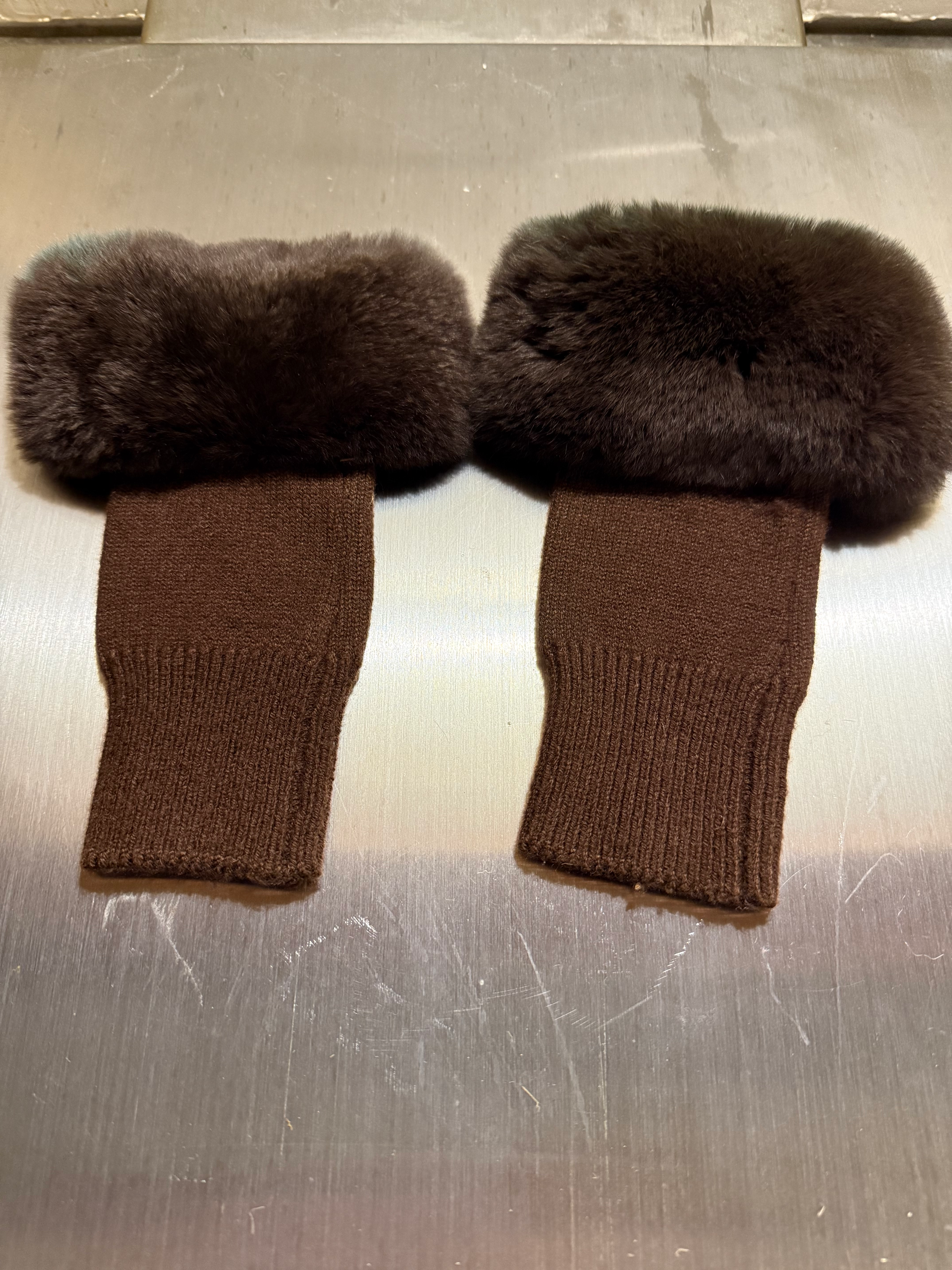 Faux fur cashmere mix wrist warmers 