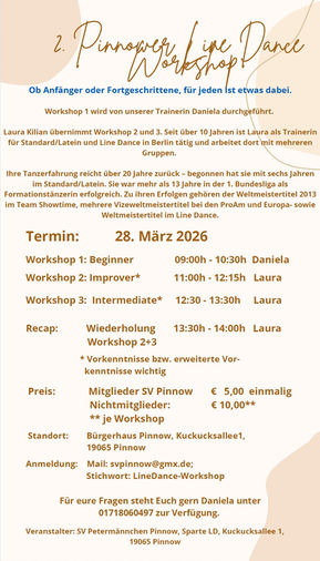 Line Dance Workshop in Pinnow am 28.03.2026