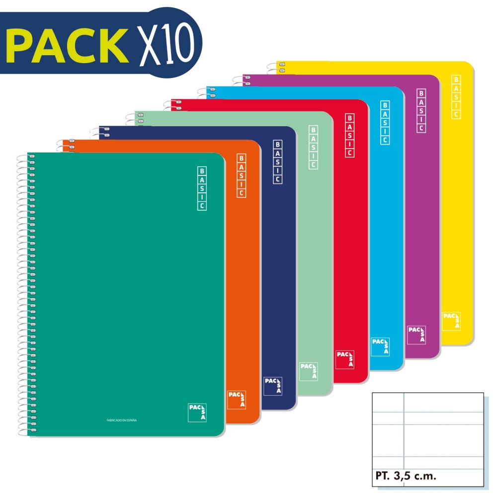 Pack 10 Bloc-notes 60 gr folio 80 feuilles modèle 3,5