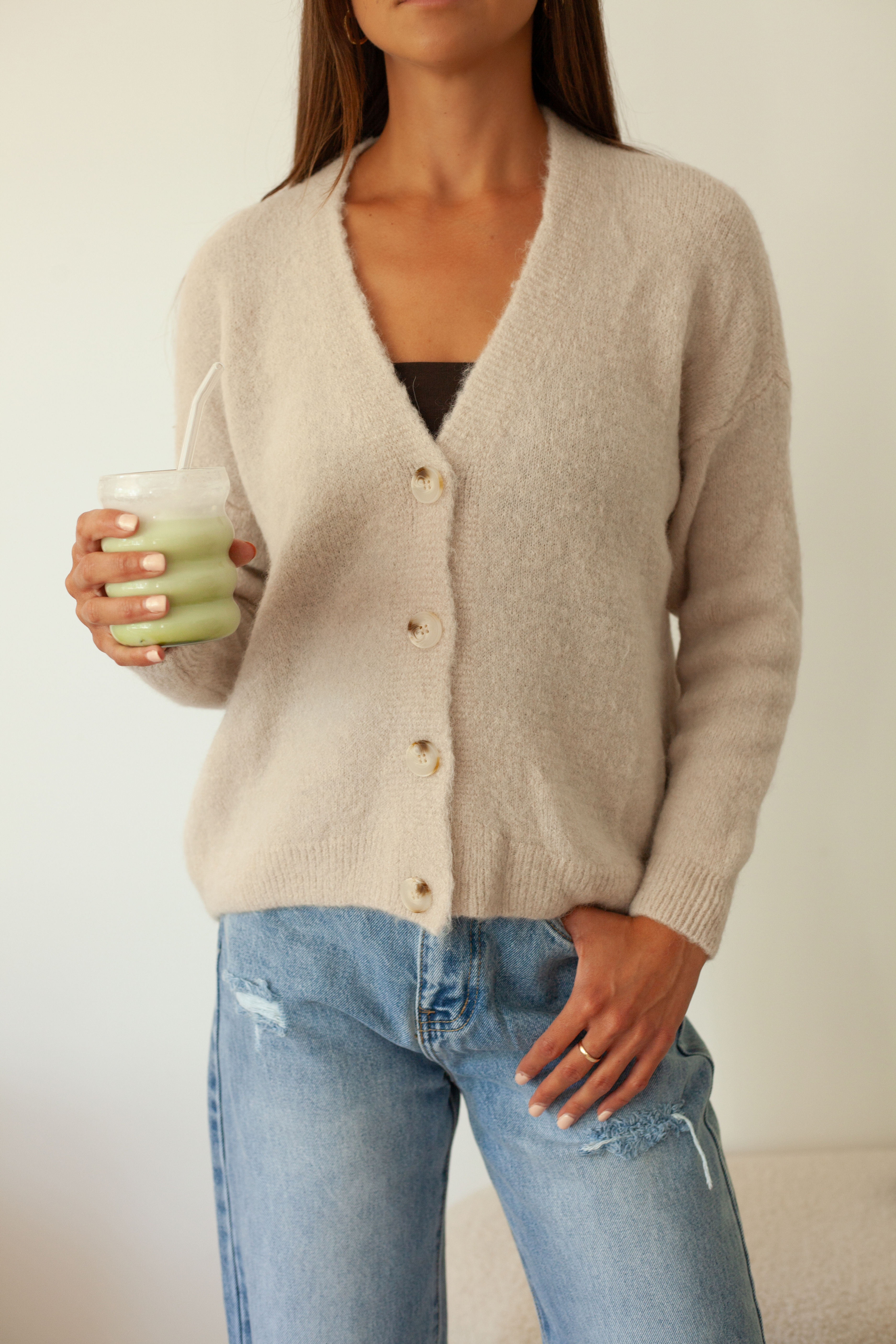 beigefarbene Cardigan