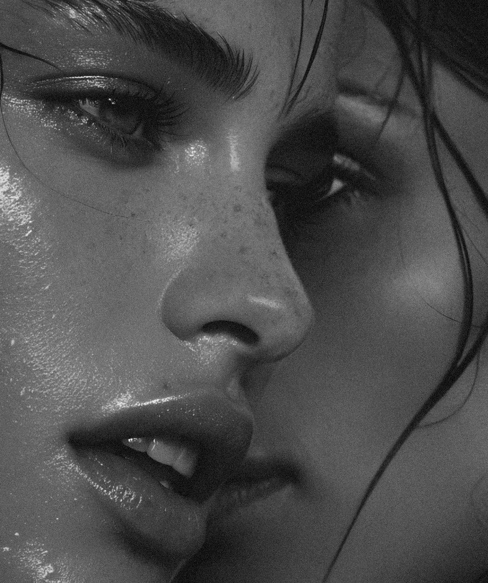 Close-up of Two Women with Wet Skin and Intense Expressions during a Creative Photo Shoot