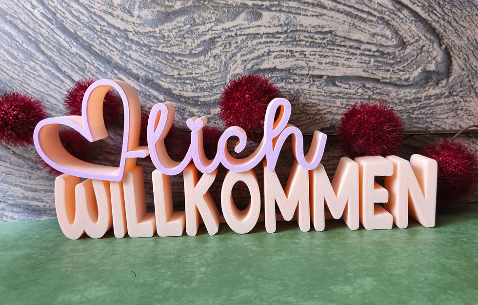 Herzlich Willkommen Aufsteller für den Eingangsbereich aus hochwertigem 3D-Druck in modernem Design
