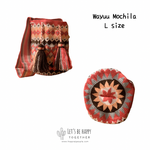 WAYUU MOCHILA ワユー コロンビア産 Colombia Wayuu excl. chocolate pink L | Happies People