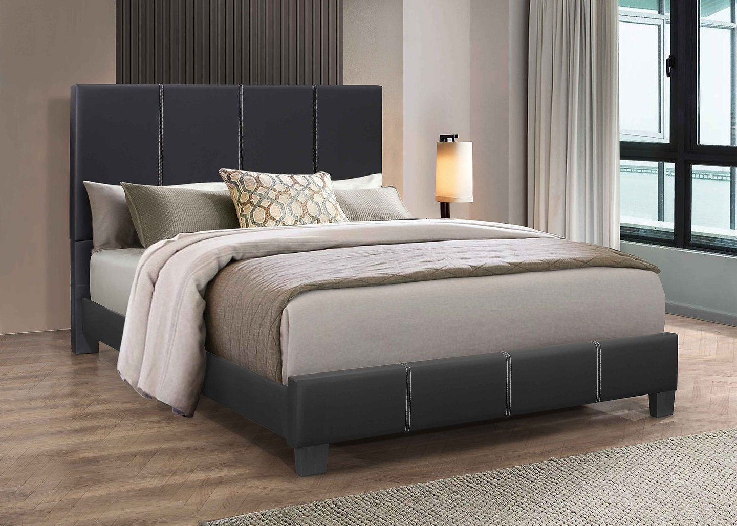 Black PU Queen Bed