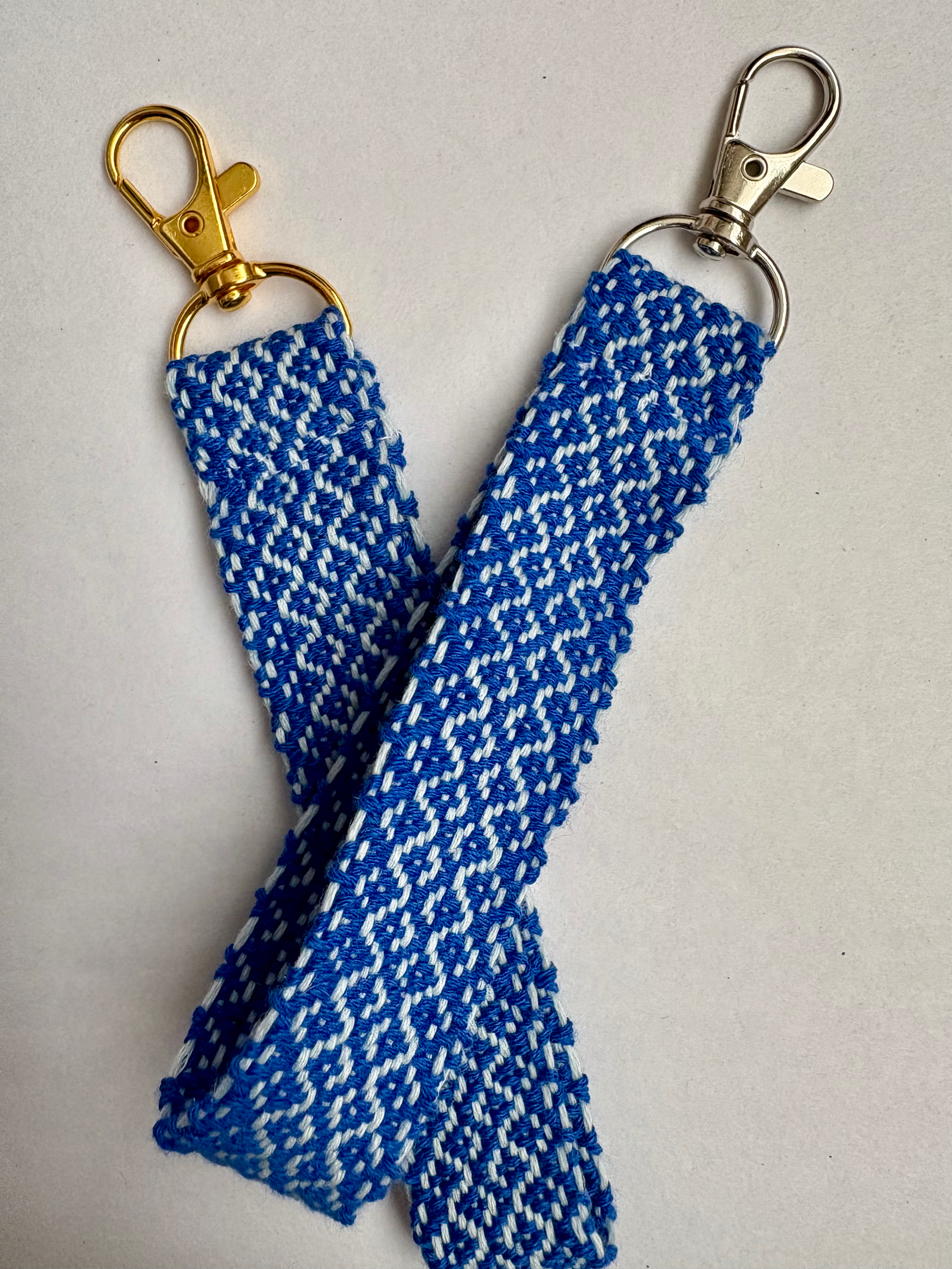 Royal Blue Diamond Tile Handwoven Keyring