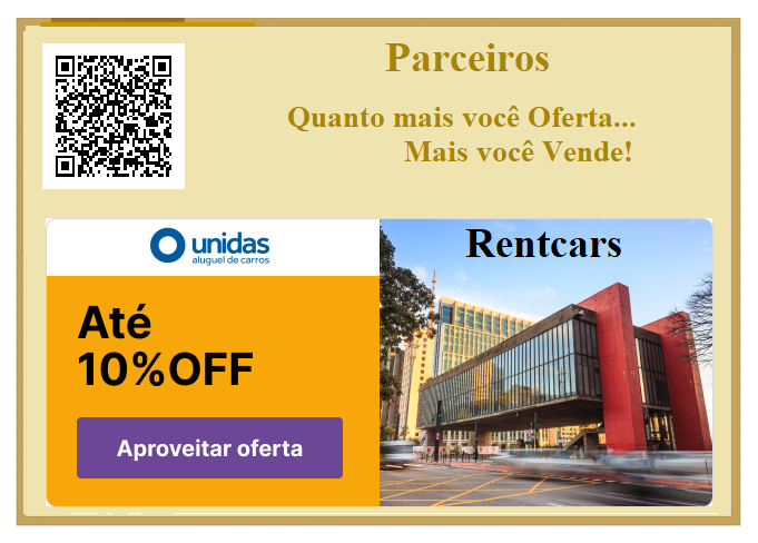 .+ Parceiros - Painel amarelo QRcode rentcars