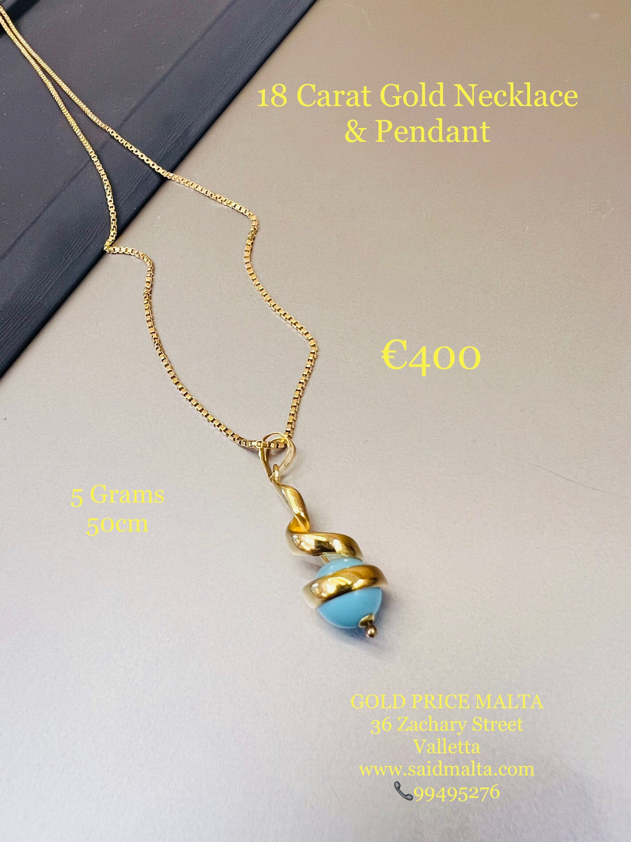 18 Carat Gold Necklace & Pendant