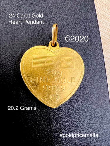 24 Carat Gold Heart Pendant | Gold Price Malta