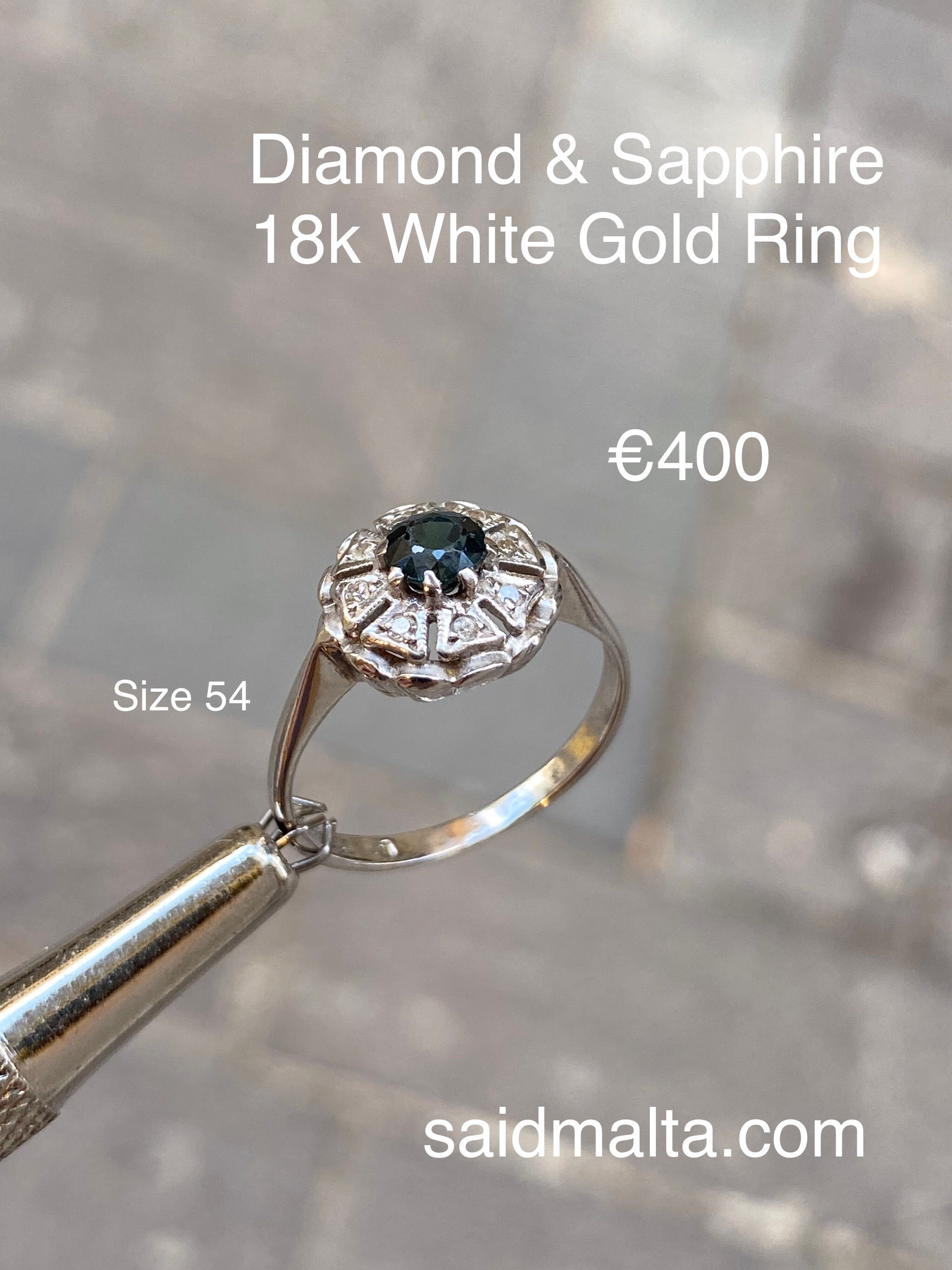 Diamond & Sapphire 18 Carat White Gold Ring