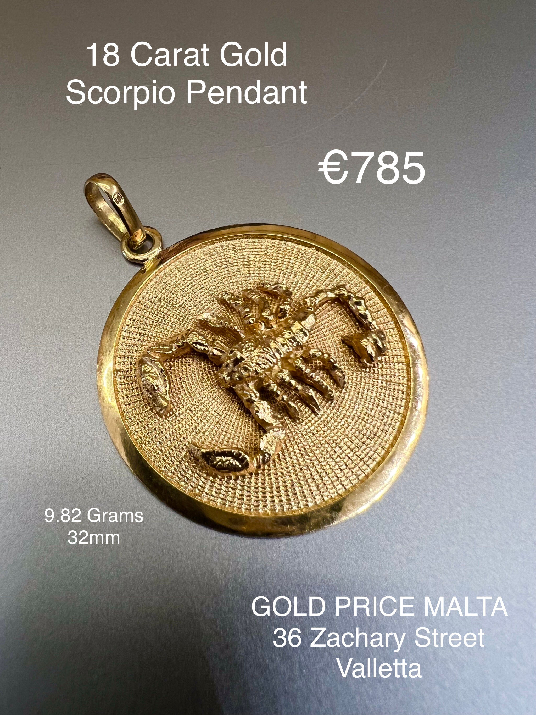 18 Carat Gold Scorpio Pendant