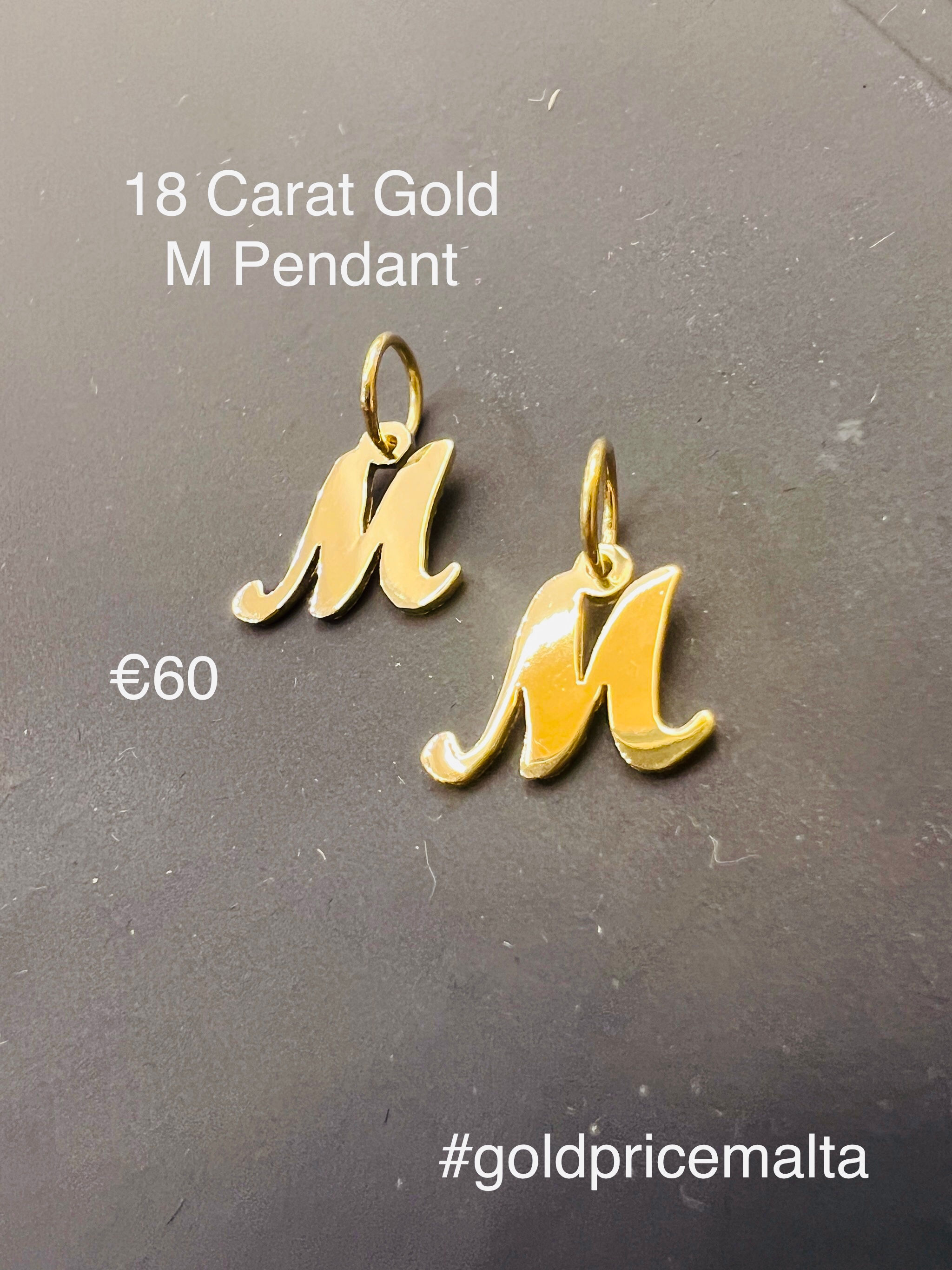 18 Carat Gold M Pendant