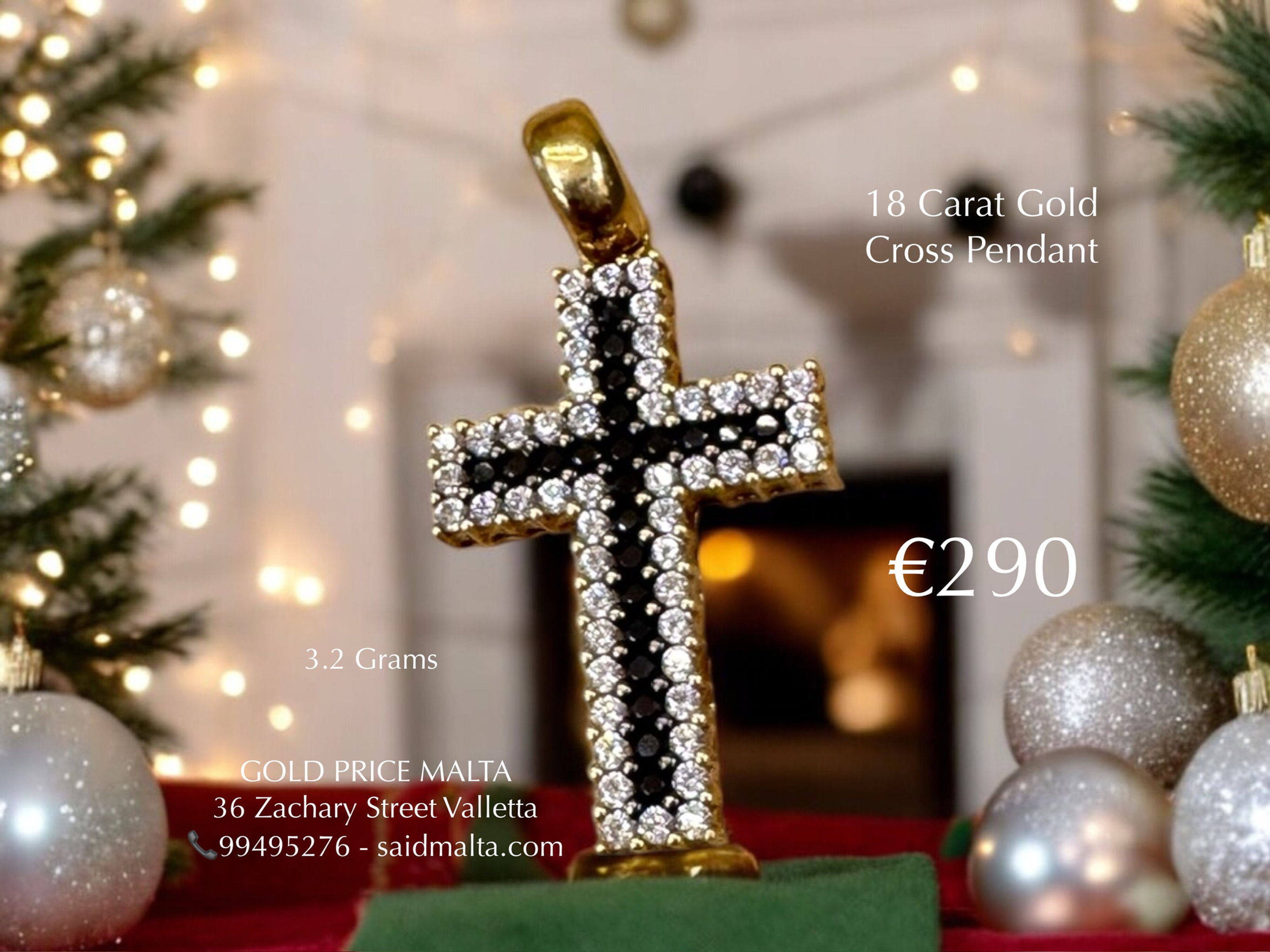 18 Carat Gold Cross Pendant