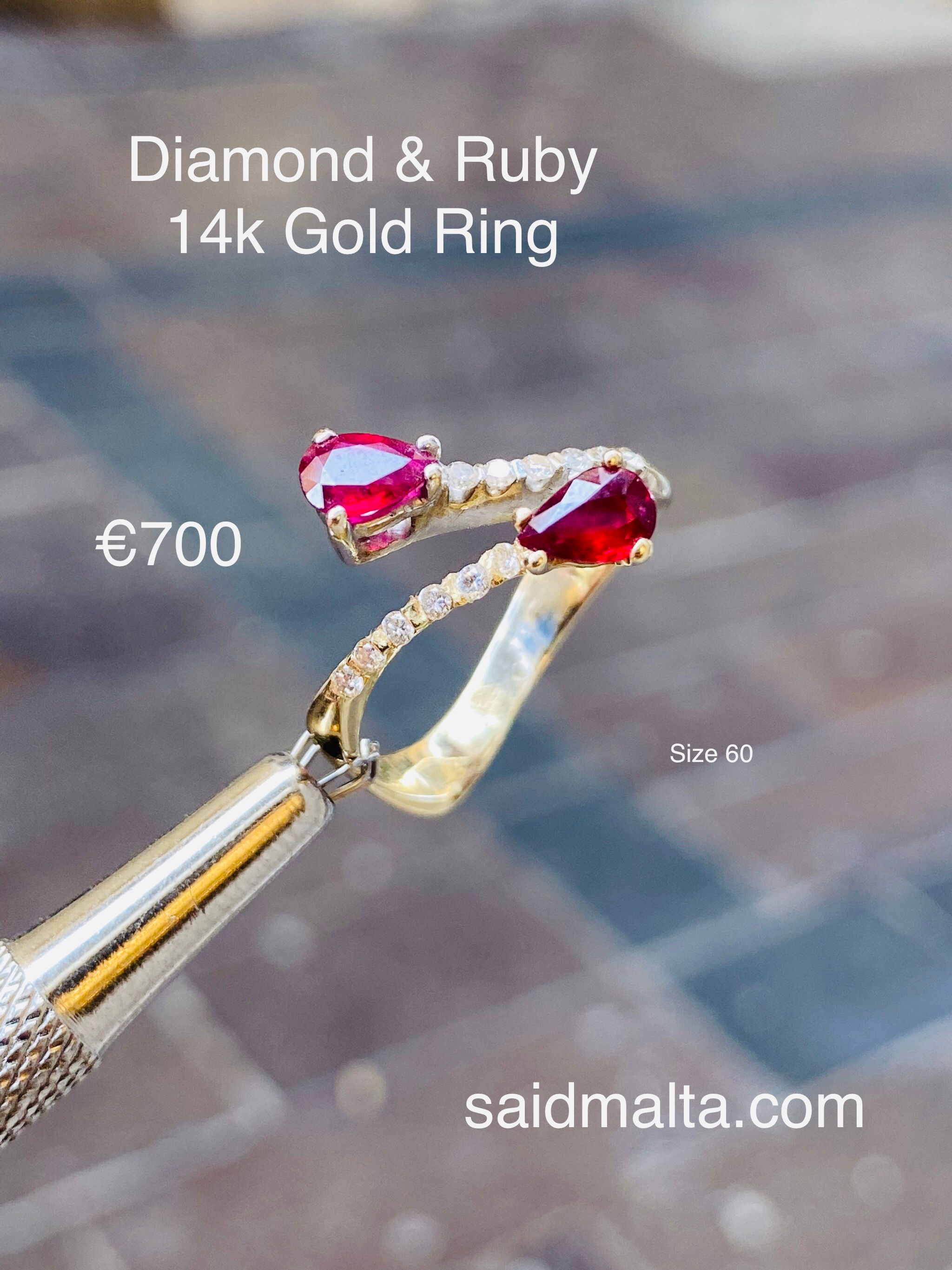 Diamond & Ruby 14 Carat  Gold Ring
