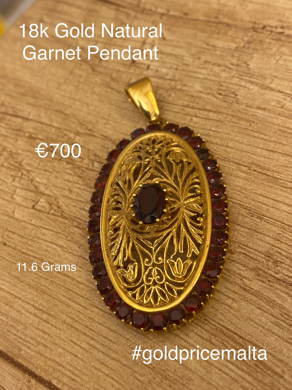 18 Carat Gold Garnet Pendant