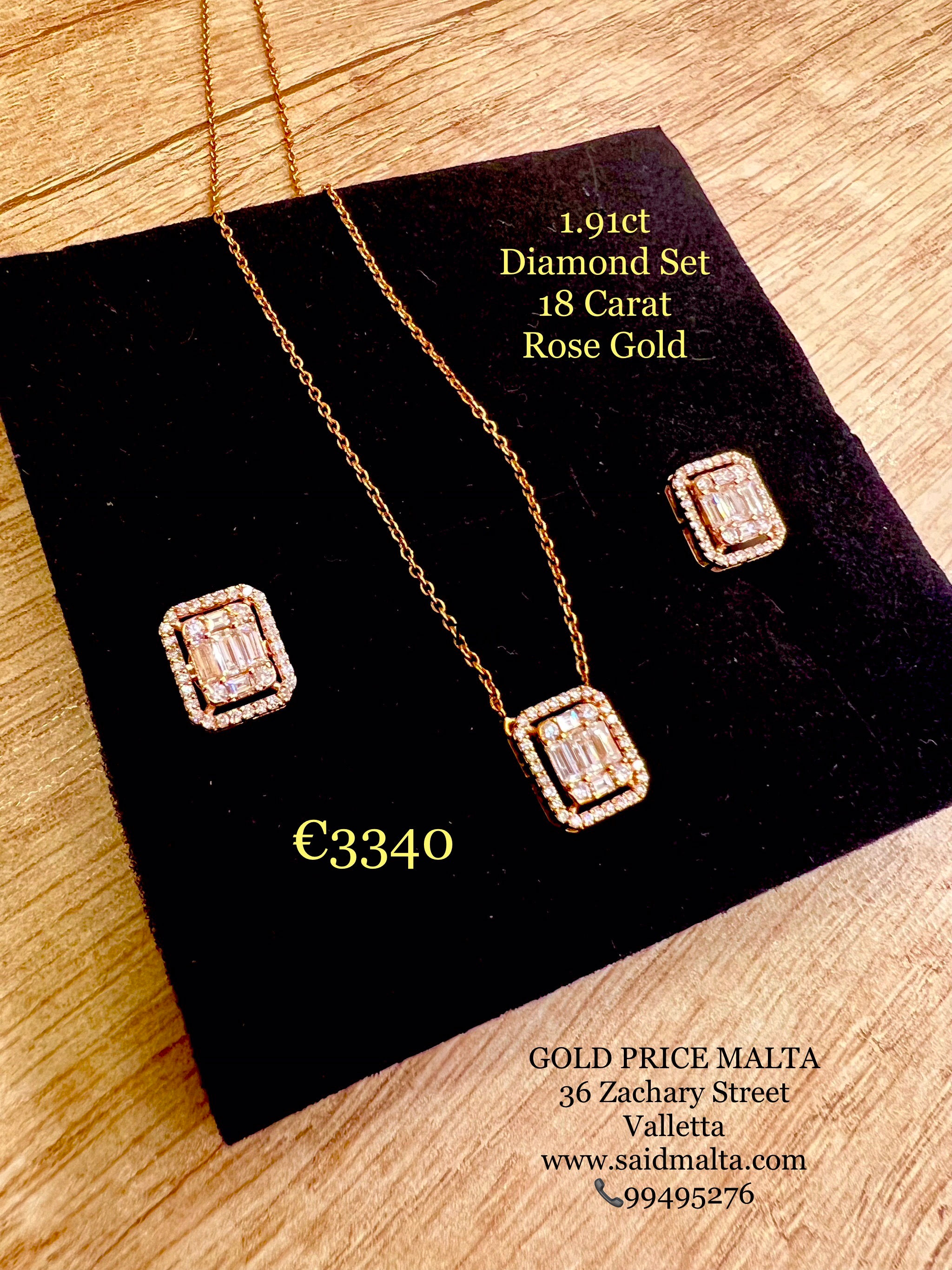 1.91ct Diamond Set 18 Carat Rose Gold Set