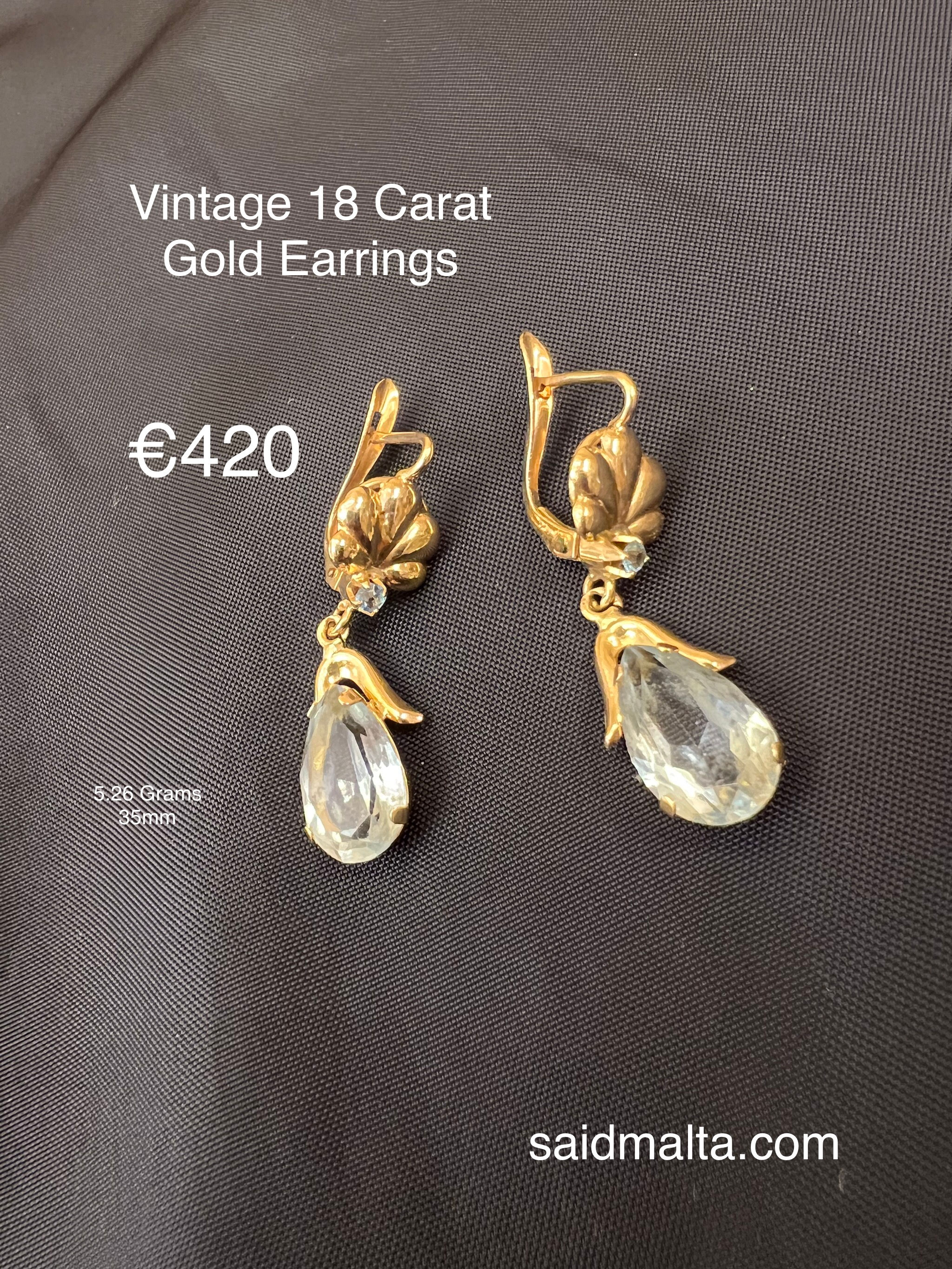 Vintage 18 Carat Gold Earrings