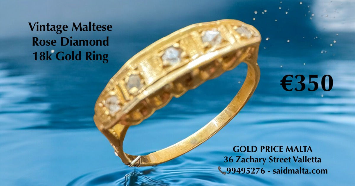 Vintage Maltese Rose Diamond 18 Carat Gold Ring