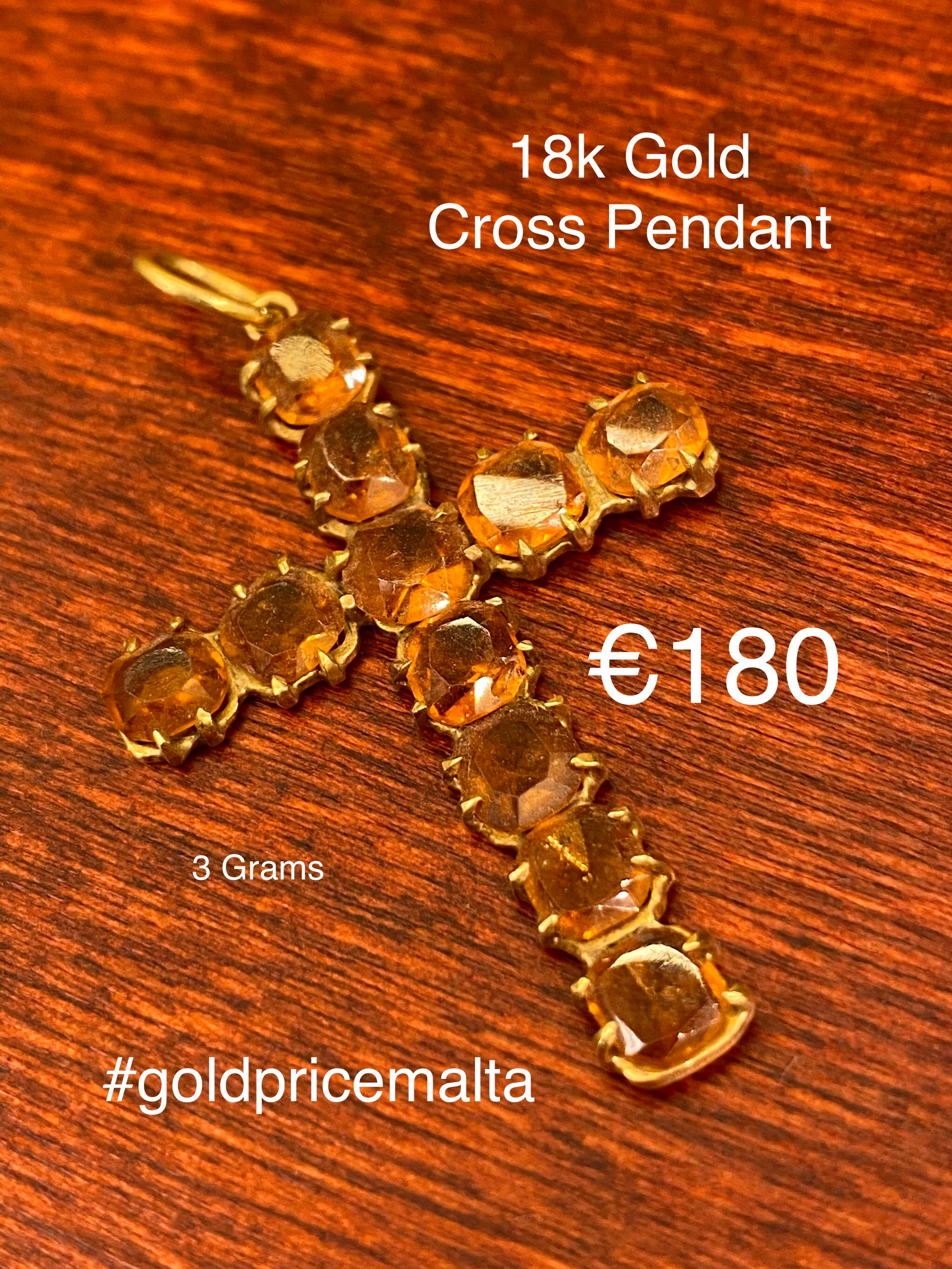18 Carat Gold Cross Pendant