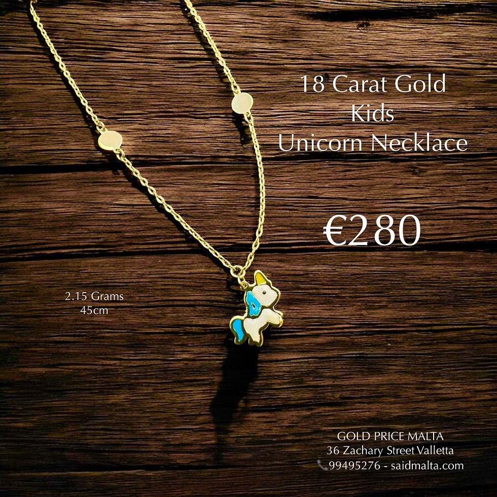 18 Carat Gold Kids Unicorn Necklace