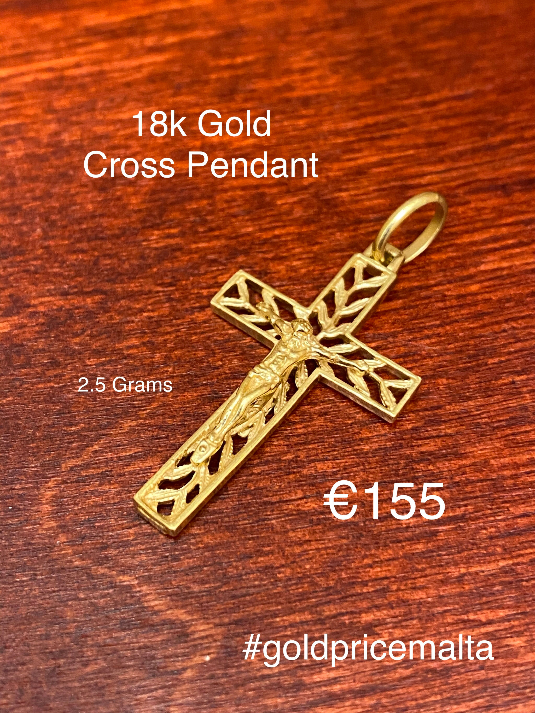 18 Carat Gold Cross Pendant