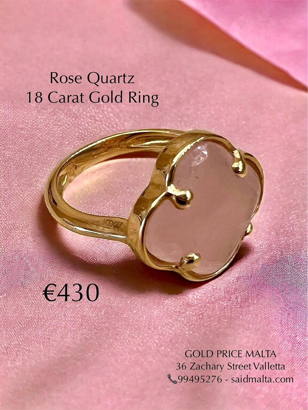 Rose Quartz 18 Carat Gold Ring