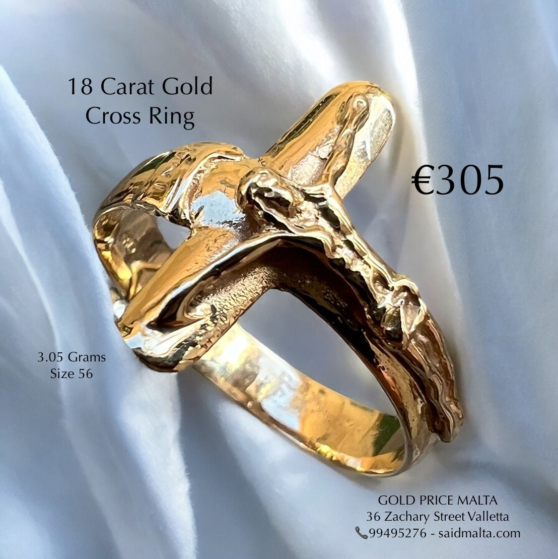 18 Carat Gold Cross Ring