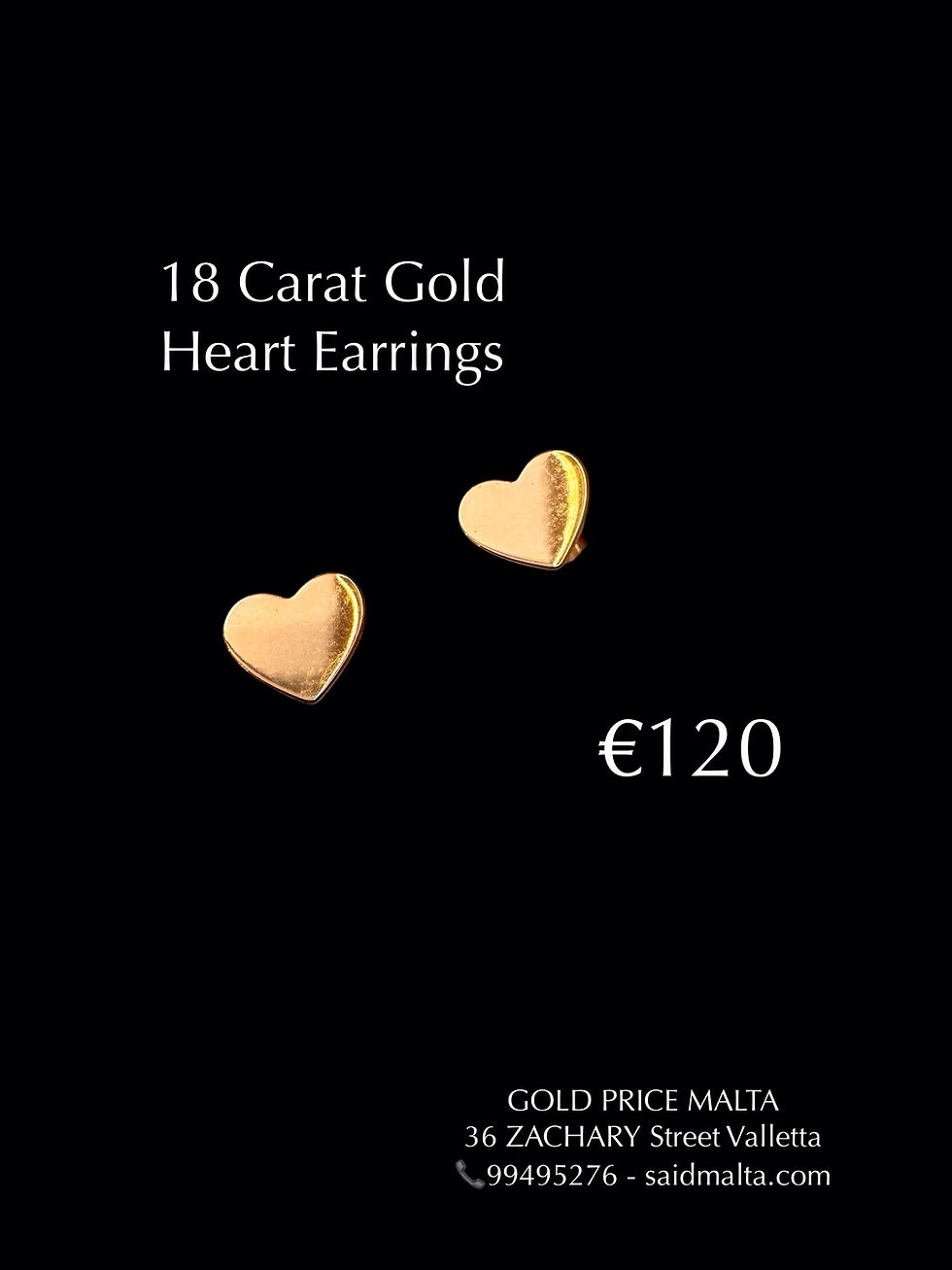 18 Carat Gold Heart Earrings