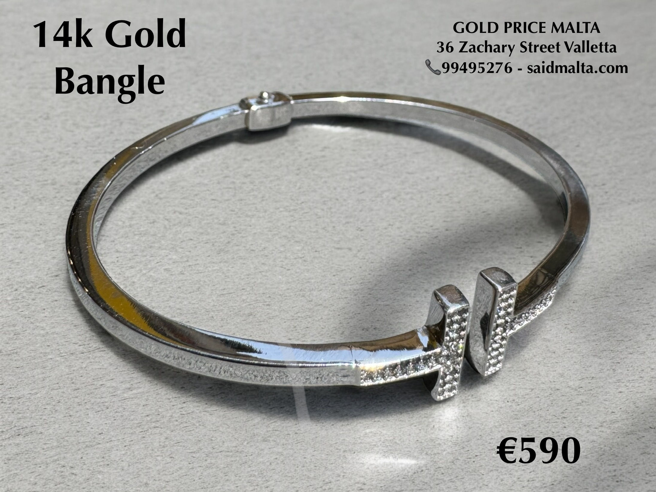 14 Carat White Gold Bangle
