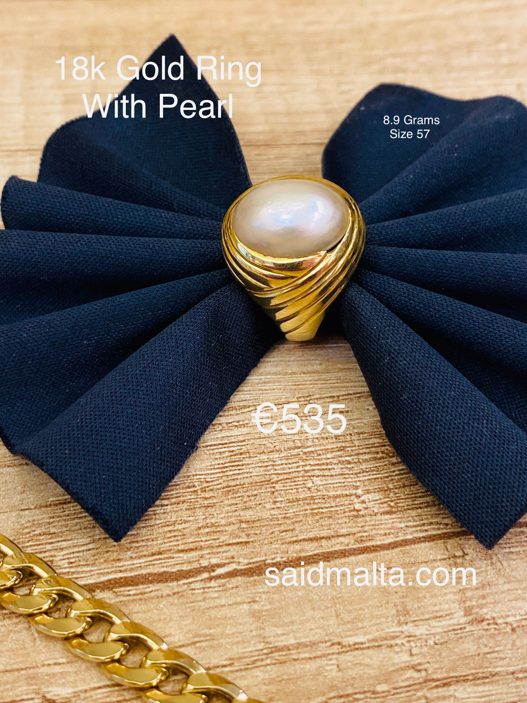 18 Carat Gold Ring With Pearl