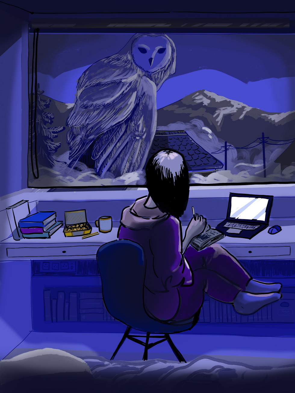 Girl With Giant Owl