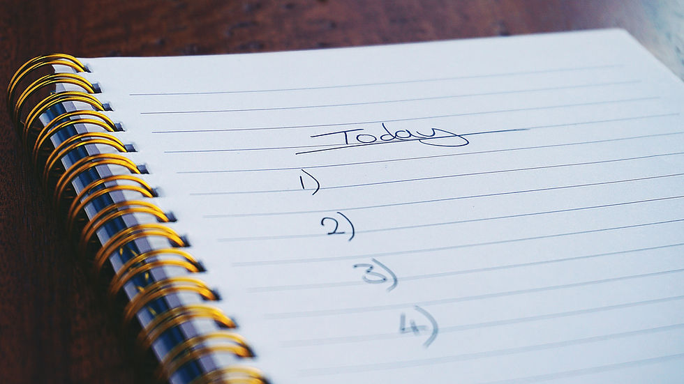 Notebook with a blank list of today's tasks.