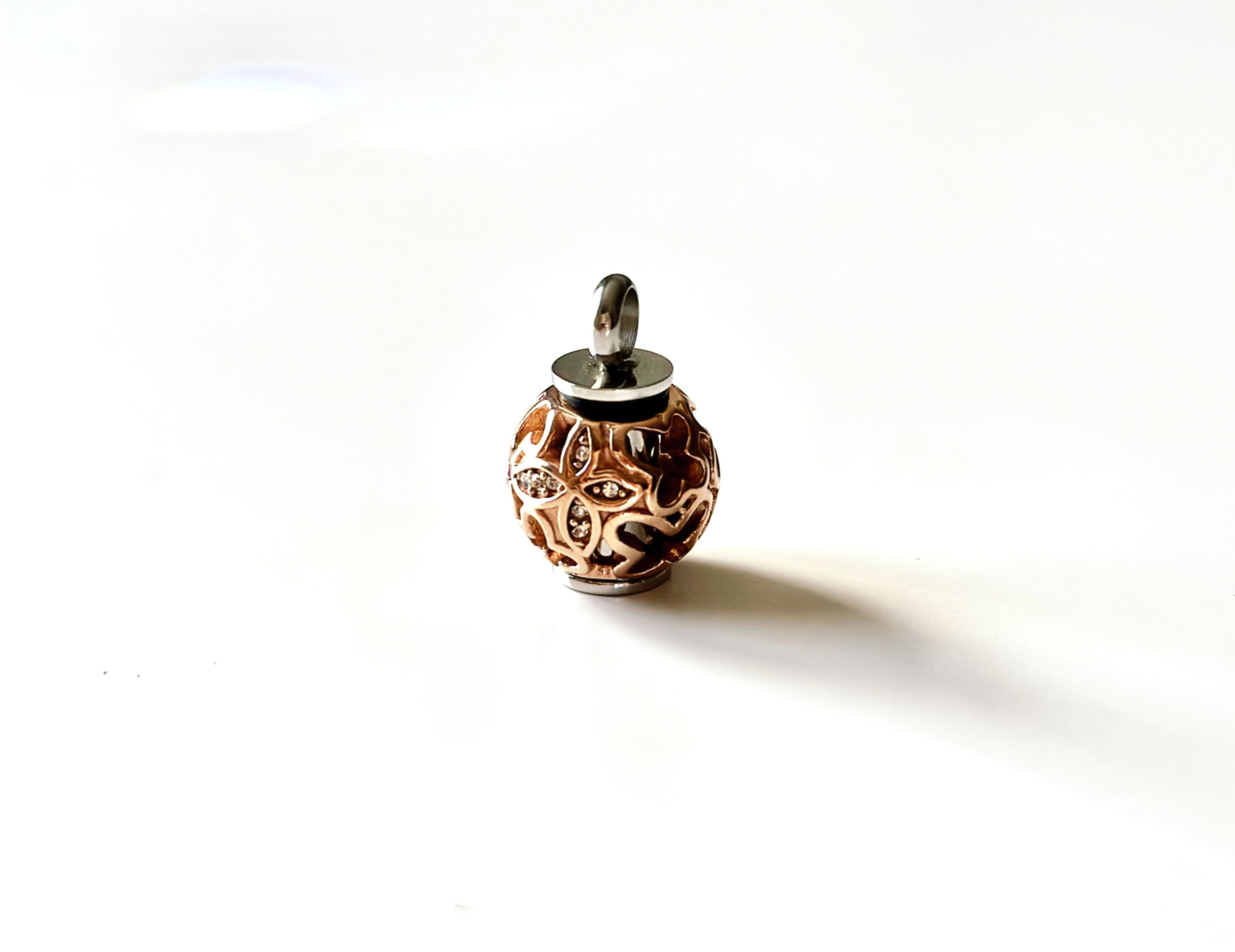 Rose Gold Polished Steel Keepsake Pendant for cremation ashes necklace