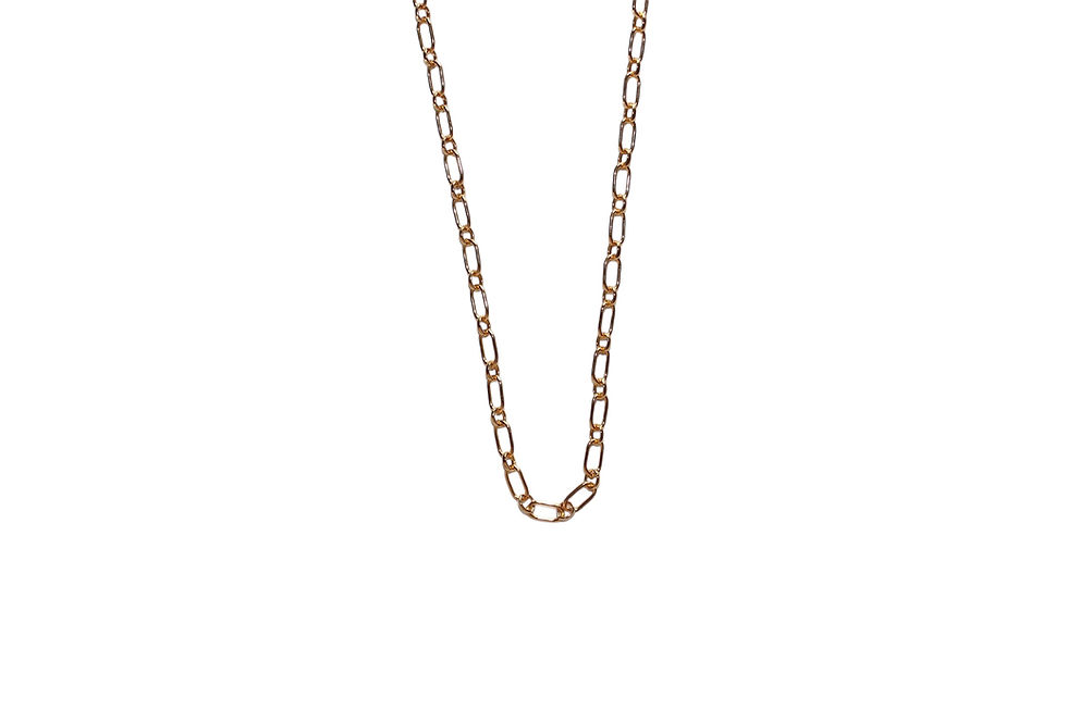 14K yellow gold filled oval long short chain finished with a lobster claw clasp