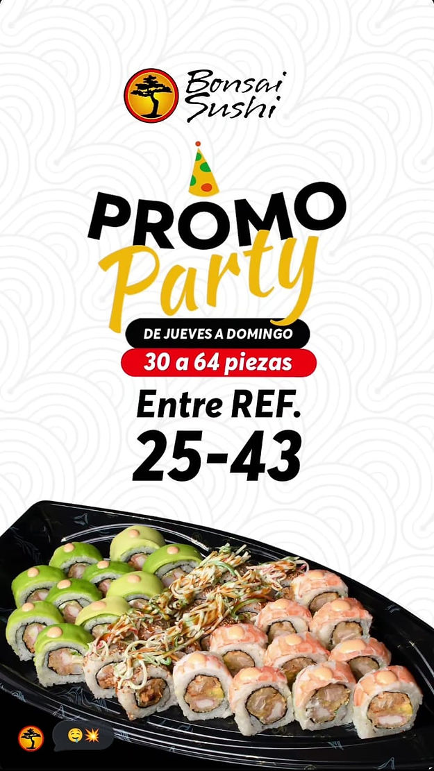 promo party de 30 a 64 piezas entre 25$ y 43$