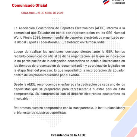 Comunicado Oficial | GEG Mumbai World Finals 2026