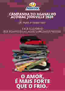 Arte da campanha da Acomac de Joinville (SC) utilizada nas redes sociais da entidade, bem como em postos de arrecadação sob forma de cartazes.