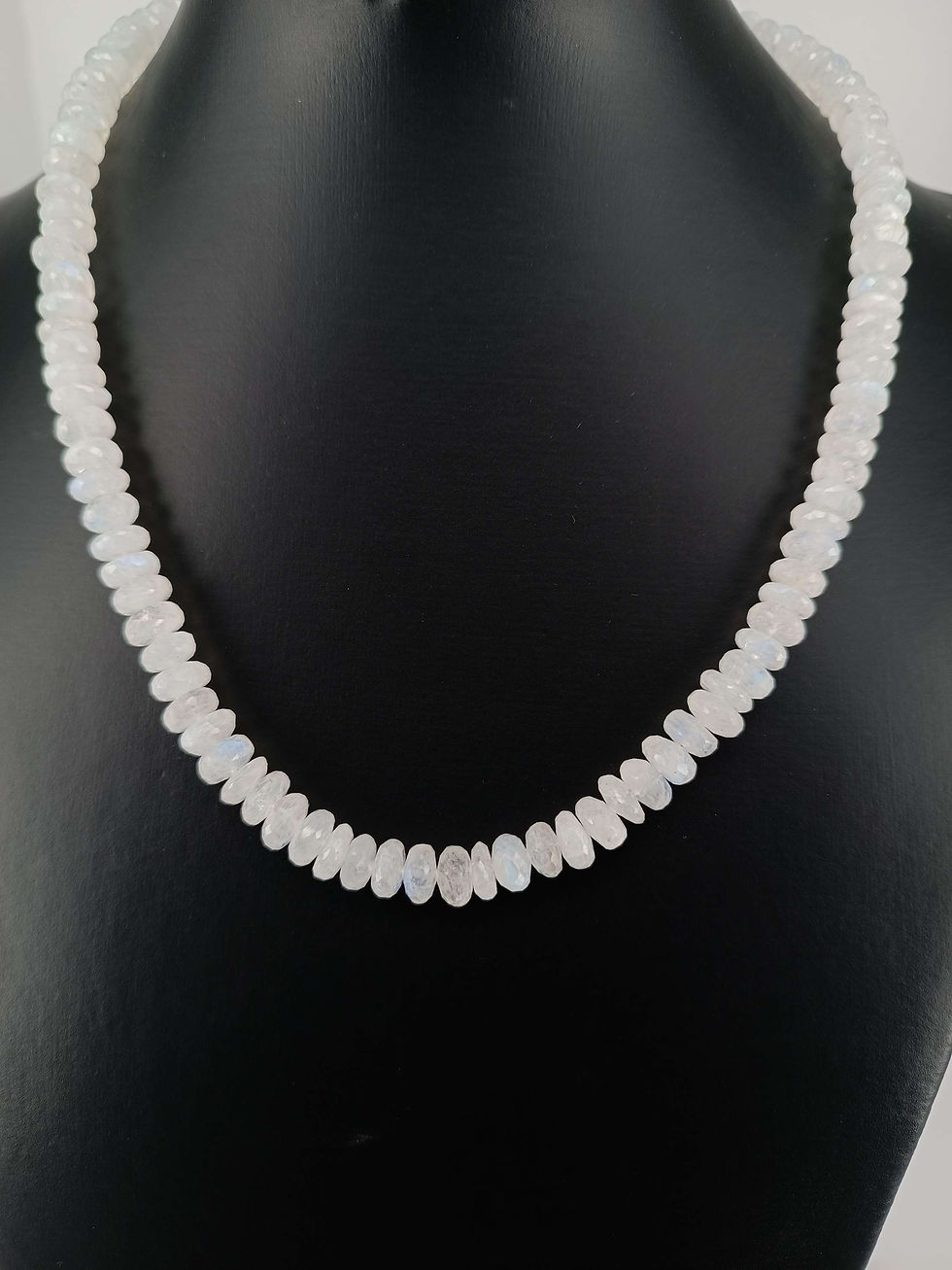 Miniaturbild: Edelsteinkette Mondstein - facettiert weiß rondellförmig