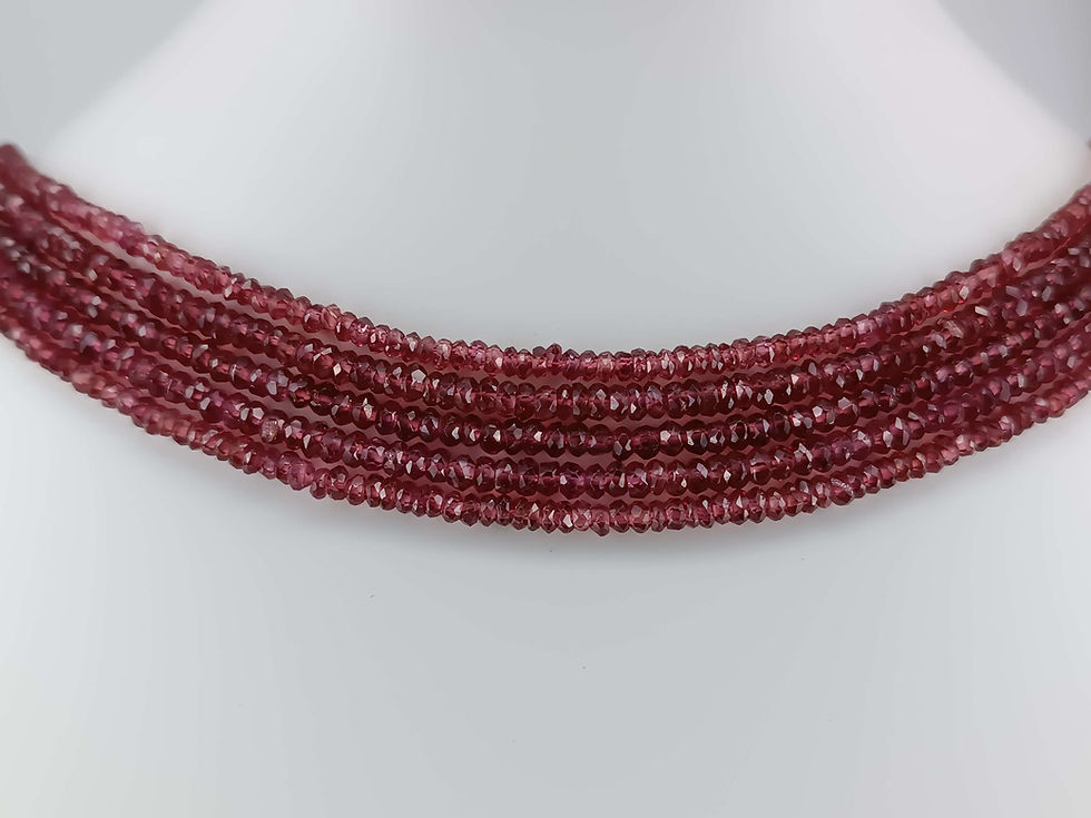 Thumbnail: Garnet gemstone necklace - faceted light red with clasp