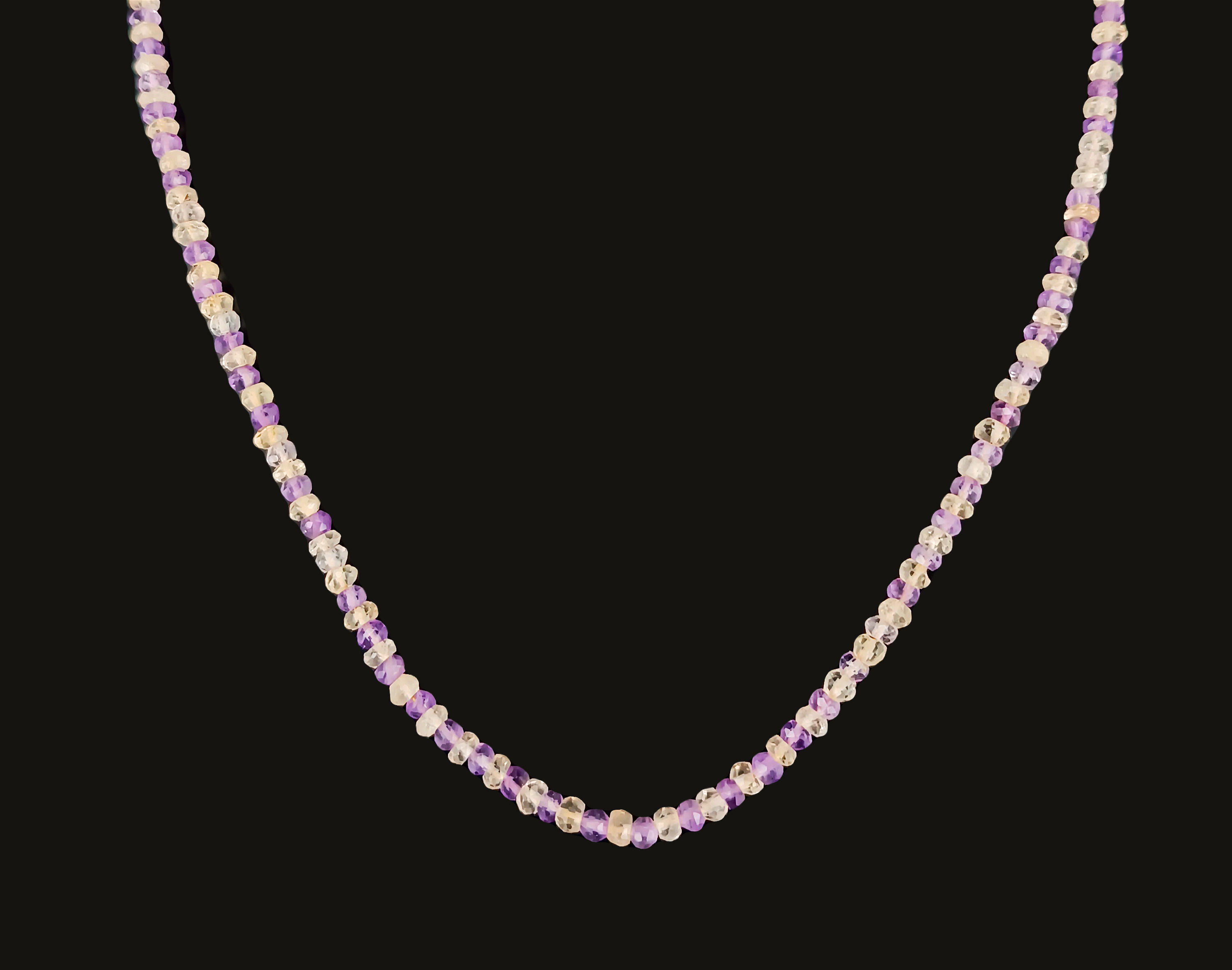Edelsteinkette Amethyst und Citrin - mehrfarbig kugelförmig