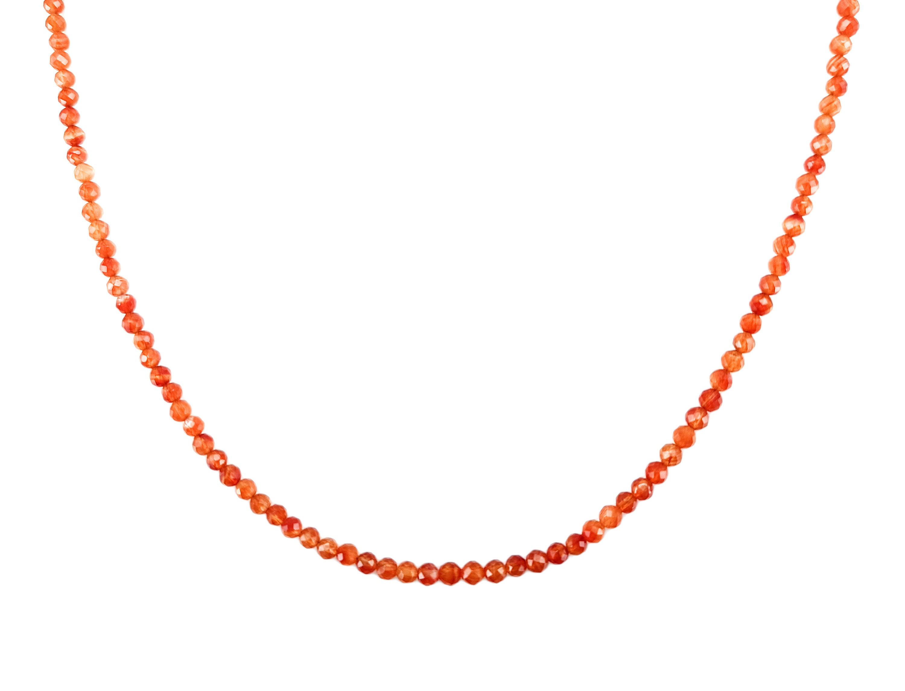 Carnelian gemstone necklace - faceted orange spherical