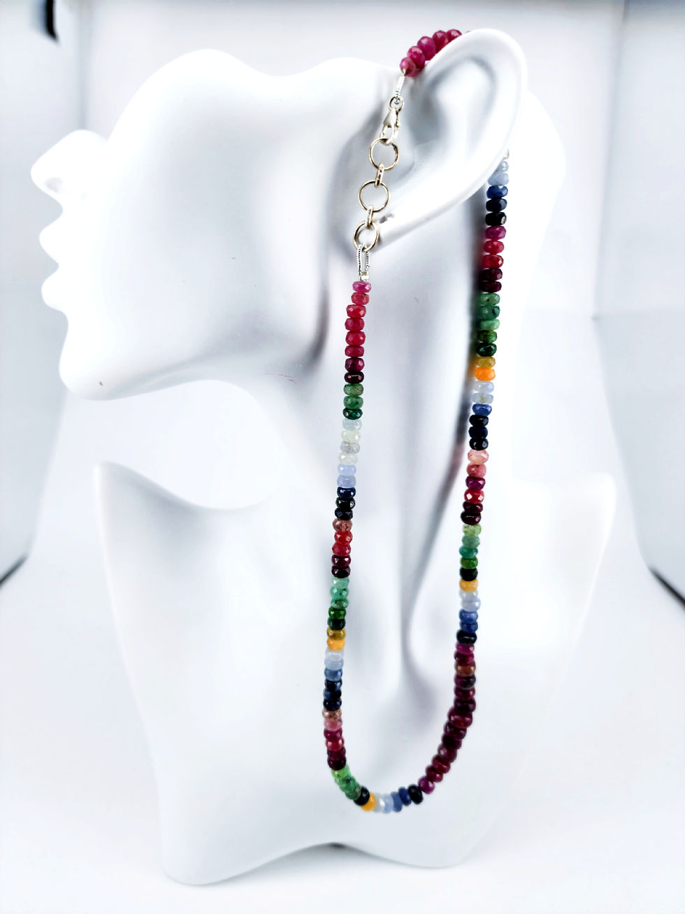 Thumbnail: Gemstone necklace ruby emerald sapphire - faceted colorful rondelle