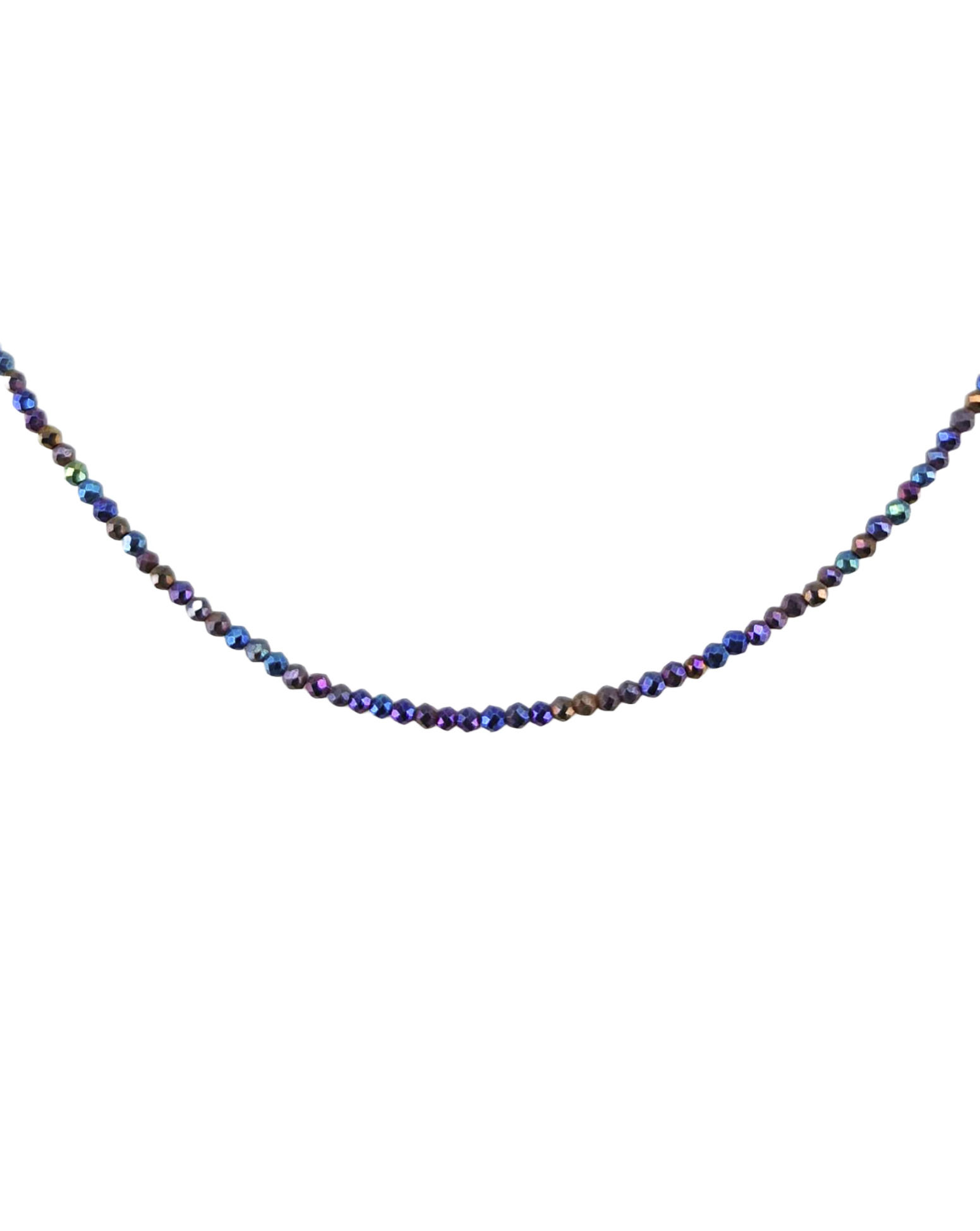 Edelsteinkette Pyrit - facettiert blau kugelförmig