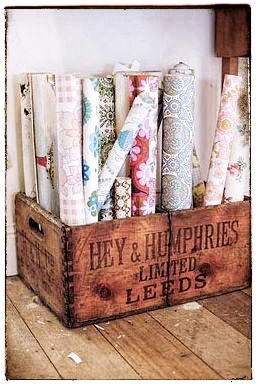 art papers inside wood fruit box